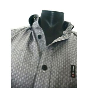 Bob Sherman Flip Cuffs Gray Plaid Cotton Button Down Shirt Sz L